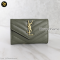 YSL Small envelope card holder green Caviar แบรนด์เนมมือสอง